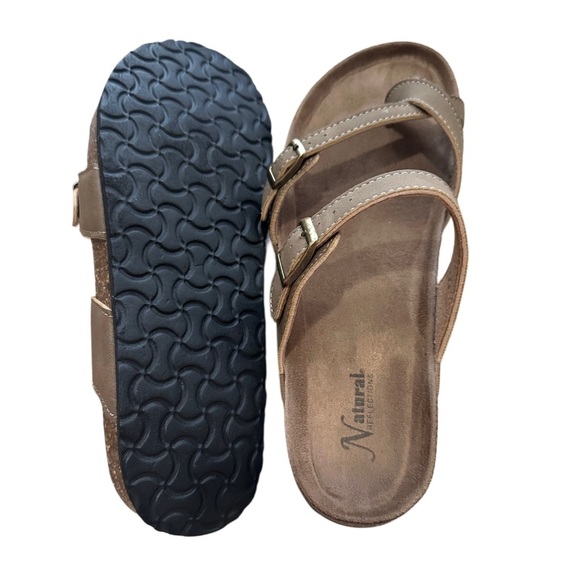 Natural Reflections Taupe Maggie Women's Crisscross Toe Sandals - Picture 5 of 5